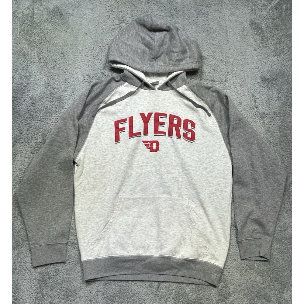 Champion Dayton Flyers Hoodie Men's L Gray‎ White Pullover NCAA Activewear SPOT